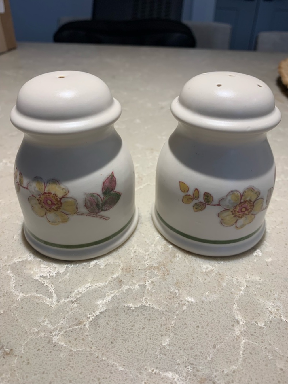 Cream Ceramic Salt and Pepper Shakers with Floral Accent